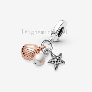 Pandora Freshwater Cultured Pearl, Starfish & Shell Triple Dangle Charm